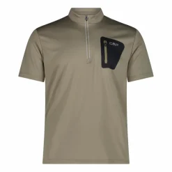 Uomo CMP Polo E T-Shirt^T-Shirt tecnica a mezza zip con taschino da ciclismo da Uomo