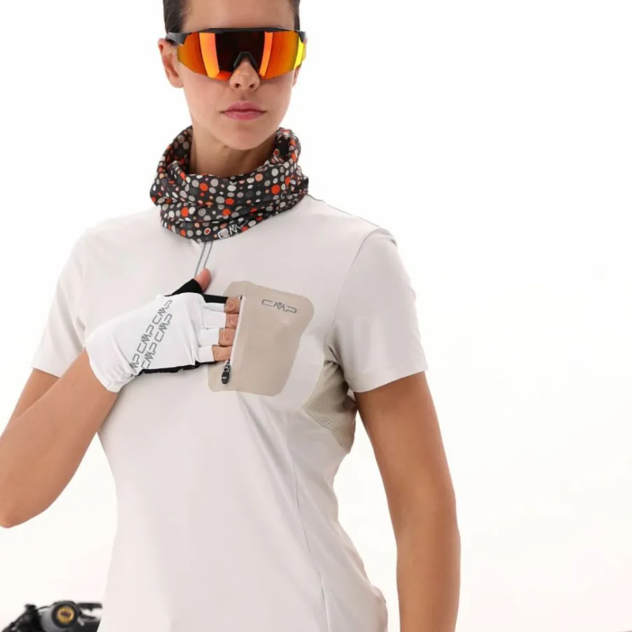 Donna CMP Polo E T-Shirt^T-Shirt tecnica a mezza zip con taschino da ciclismo da Donna